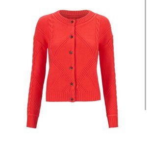 Cabi #5449 Cable Knit Cardigan Sweater in Orange Size Small
